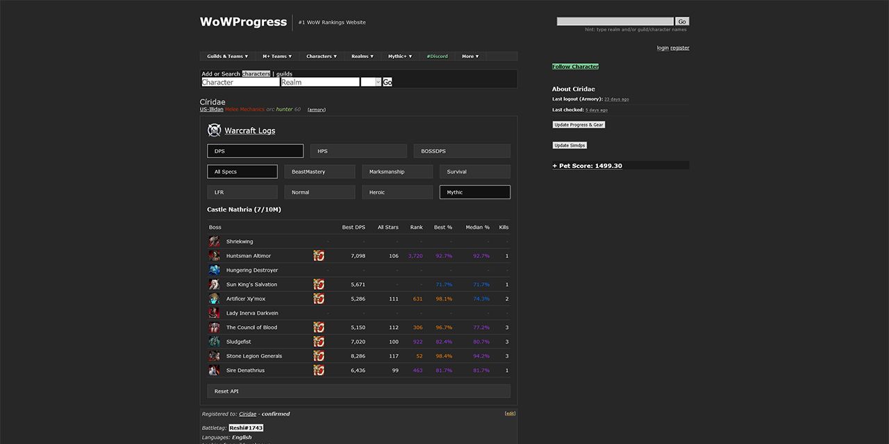 WoWProgress Character Page